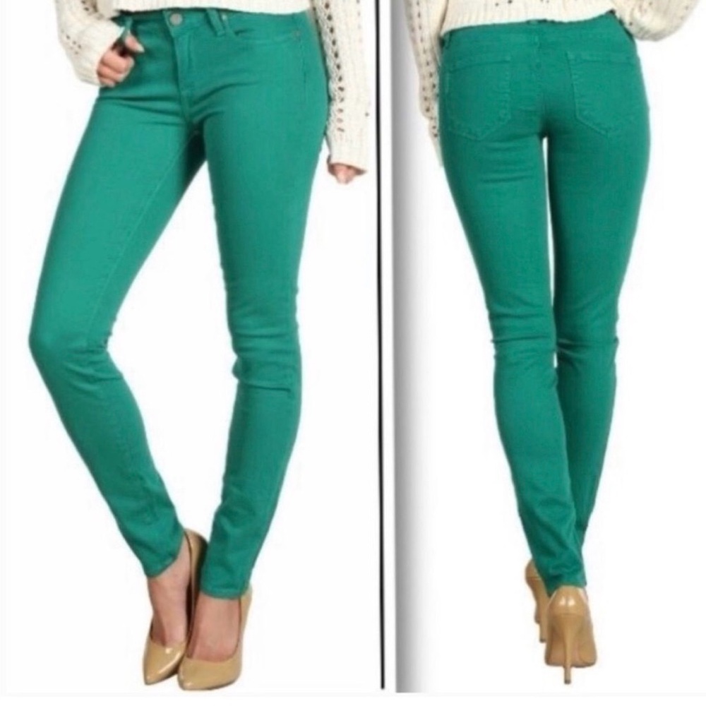 Paige Skyline Ankle Peg Jeans Size 24 Stretchy Green